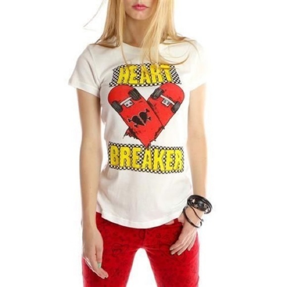 Abbey Dawn Tops - Abbey Dawn Heartbreaker White T Med NEW